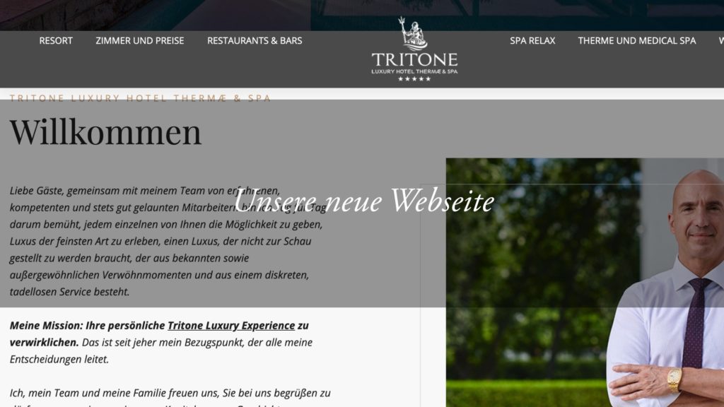 Die neue Website vom Hotel Tritone: das Prinzip der neuen besonderen Erlebnisse