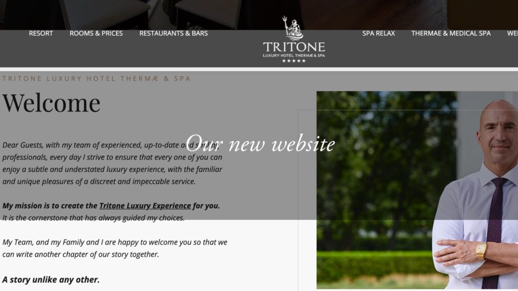 The new Hotel Tritone website: the principle of new special experiences