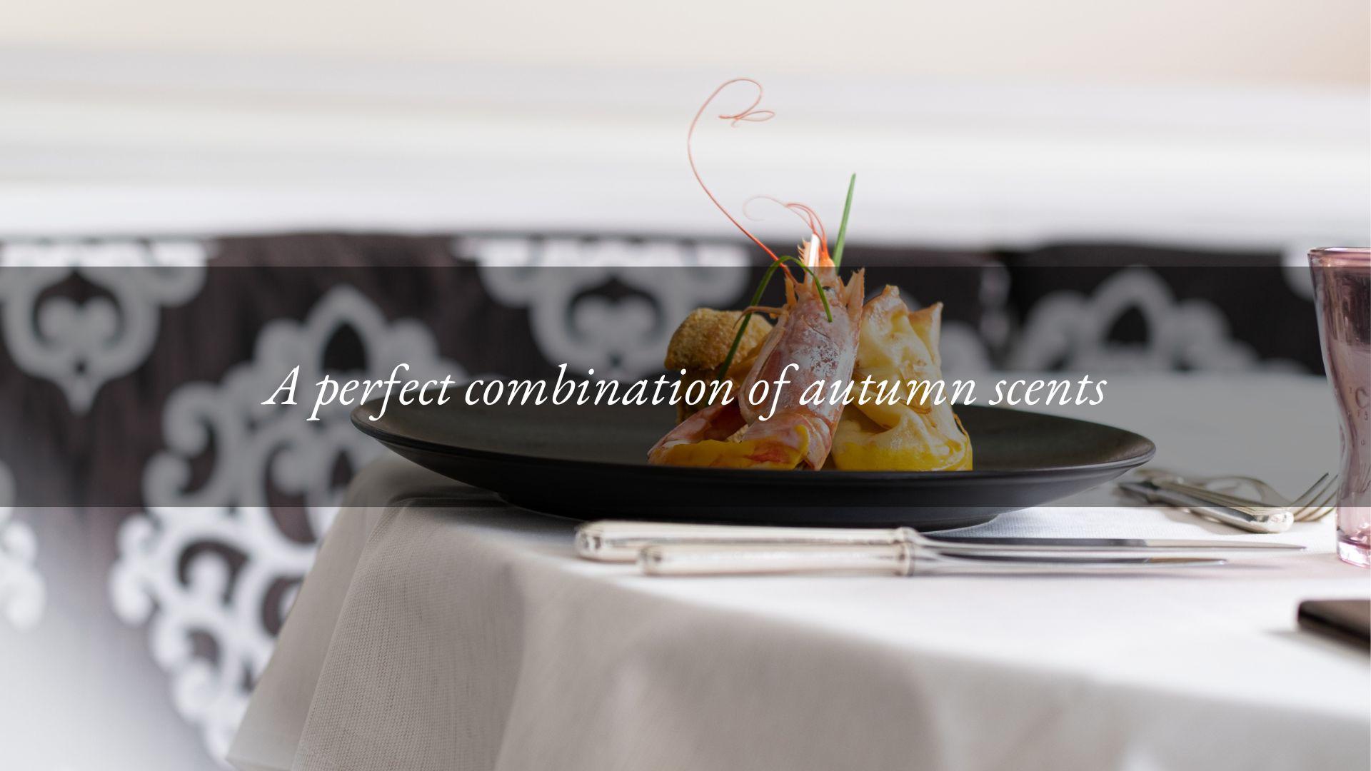 Saccottino (“little bag”) of crepes, prawns, fresh mountain porcini mushrooms on delicate Mantuan pumpkin